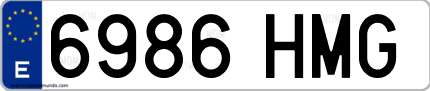 Ejemplo de matrícula de coche ordinaria 6986 HMG