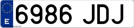 Ejemplo de matrícula española 6986 JDJ
