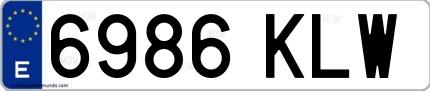 Ejemplo de matrícula española 6986 KLW