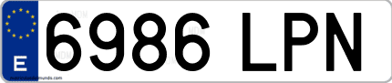 Ejemplo de matrícula de coche ordinaria 6986 LPN