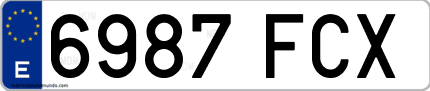 Ejemplo de matrícula de coche ordinaria 6987 FCX