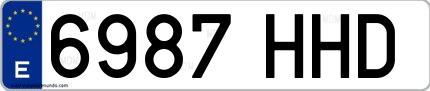 Ejemplo de matrícula española 6987 HHD
