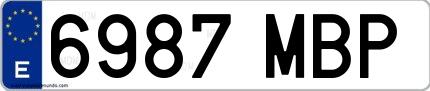Ejemplo de matrícula española 6987 MBP