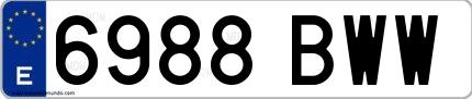 Ejemplo de matrícula española 6988 BWW