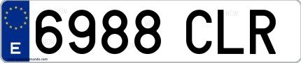 Ejemplo de matrícula española 6988 CLR