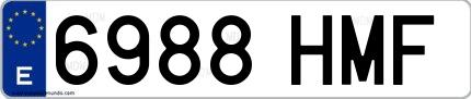 Ejemplo de matrícula española 6988 HMF