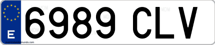 Ejemplo de matrícula de coche ordinaria 6989 CLV