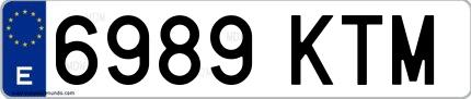 Ejemplo de matrícula española 6989 KTM