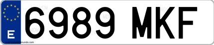 Ejemplo de matrícula española 6989 MKF