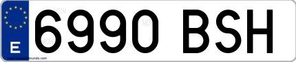 Ejemplo de matrícula española 6990 BSH