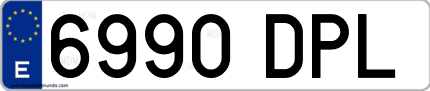 Ejemplo de matrícula de coche ordinaria 6990 DPL
