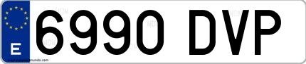 Ejemplo de matrícula española 6990 DVP
