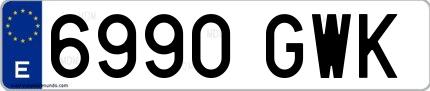 Ejemplo de matrícula española 6990 GWK