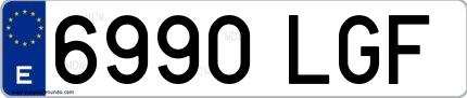 Ejemplo de matrícula española 6990 LGF
