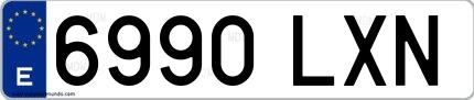 Ejemplo de matrícula española 6990 LXN