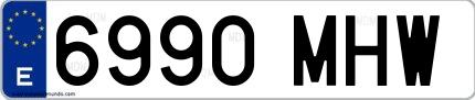 Ejemplo de matrícula española 6990 MHW