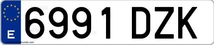 Ejemplo de matrícula española 6991 DZK