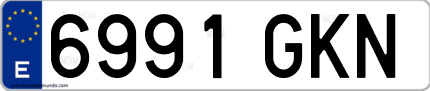 Ejemplo de matrícula de coche ordinaria 6991 GKN
