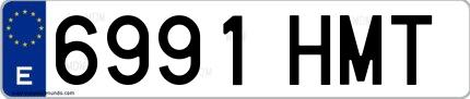 Ejemplo de matrícula española 6991 HMT