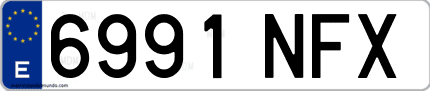Ejemplo de matrícula de coche ordinaria 6991 NFX