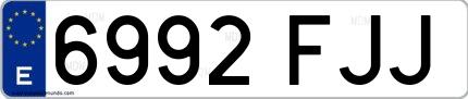 Ejemplo de matrícula española 6992 FJJ