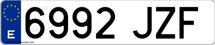 Ejemplo de matrícula española 6992 JZF