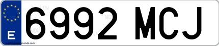 Ejemplo de matrícula española 6992 MCJ