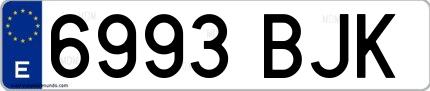 Ejemplo de matrícula española 6993 BJK