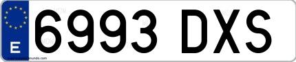 Ejemplo de matrícula española 6993 DXS