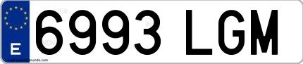 Ejemplo de matrícula española 6993 LGM