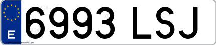 Ejemplo de matrícula española 6993 LSJ