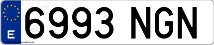 Ejemplo de matrícula española 6993 NGN