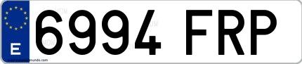 Ejemplo de matrícula española 6994 FRP