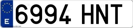 Ejemplo de matrícula española 6994 HNT