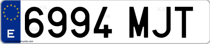 Ejemplo de matrícula de coche ordinaria 6994 MJT