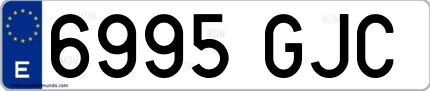 Ejemplo de matrícula española 6995 GJC
