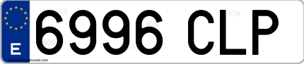 Ejemplo de matrícula de coche ordinaria 6996 CLP