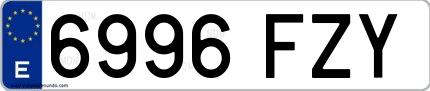 Ejemplo de matrícula española 6996 FZY
