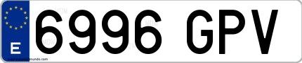 Ejemplo de matrícula española 6996 GPV