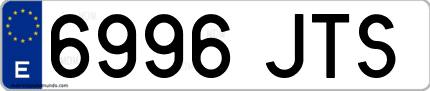 Ejemplo de matrícula de coche ordinaria 6996 JTS