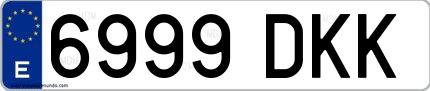 Ejemplo de matrícula española 6999 DKK