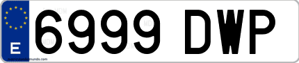 Ejemplo de matrícula de coche ordinaria 6999 DWP