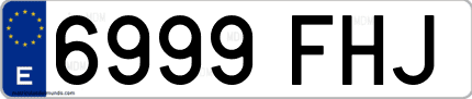Ejemplo de matrícula de coche ordinaria 6999 FHJ