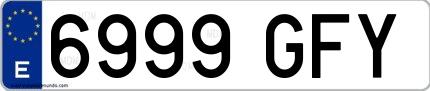 Ejemplo de matrícula española 6999 GFY