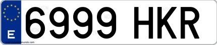 Ejemplo de matrícula española 6999 HKR