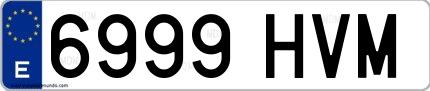 Ejemplo de matrícula española 6999 HVM