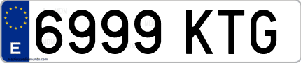 Ejemplo de matrícula de coche ordinaria 6999 KTG