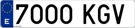 Ejemplo de matrícula española 7000 KGV