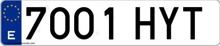 Ejemplo de matrícula española 7001 HYT