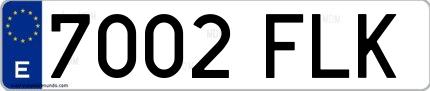 Ejemplo de matrícula española 7002 FLK